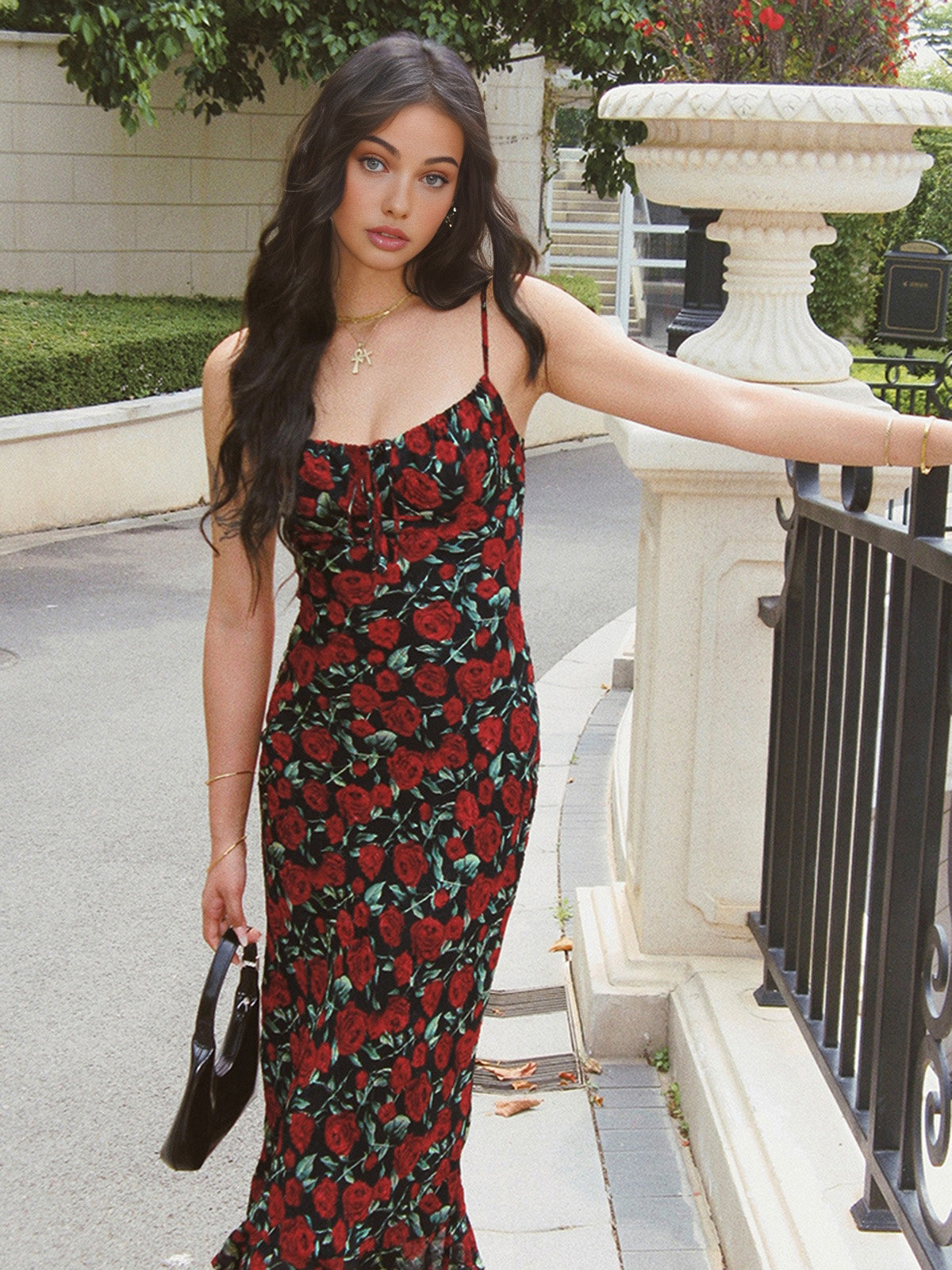 Bulgarian Roses Cami Long Dress