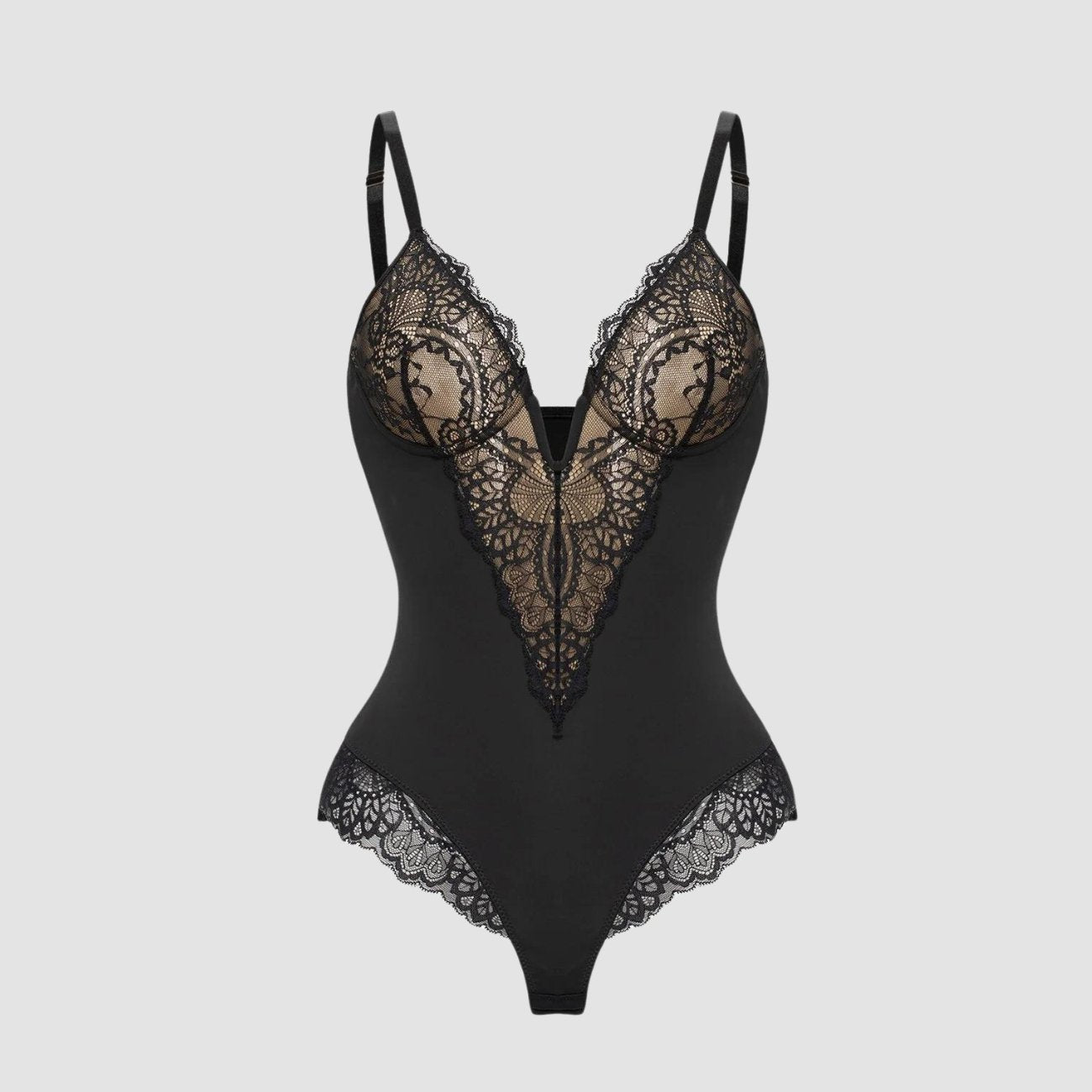 Deep V-Neck Lace Shapewear Bodysuit