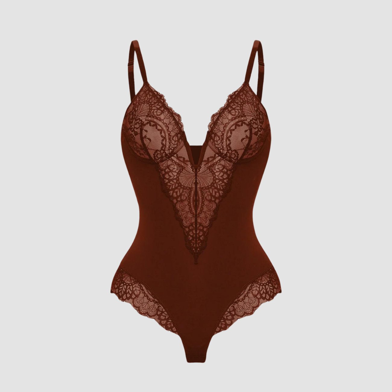 Deep V-Neck Lace Shapewear Bodysuit