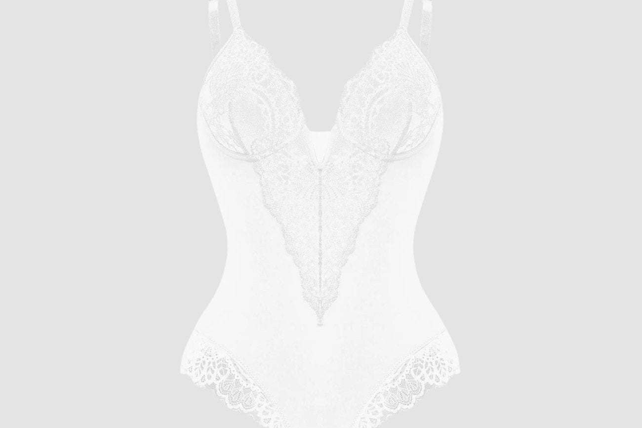 Deep V-Neck Lace Shapewear Bodysuit